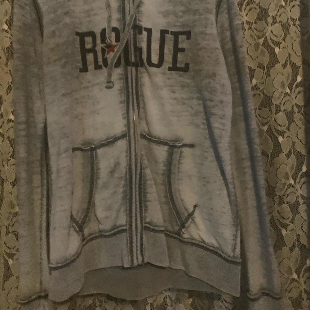 Grey zip up hoodie grey Large